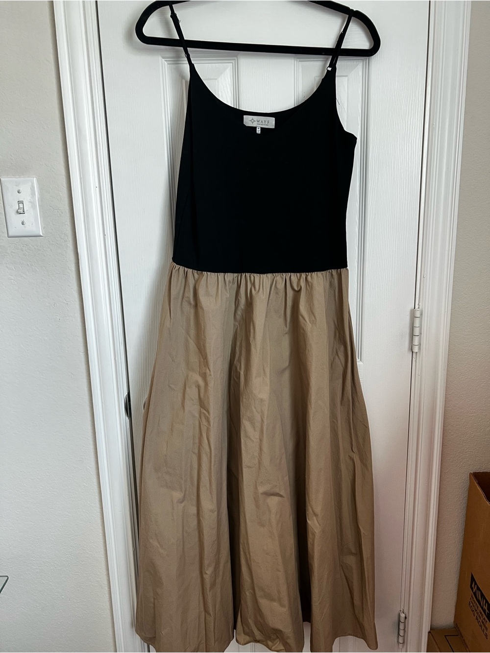 Wayf Black & Tan Colorblock Maxi Dress